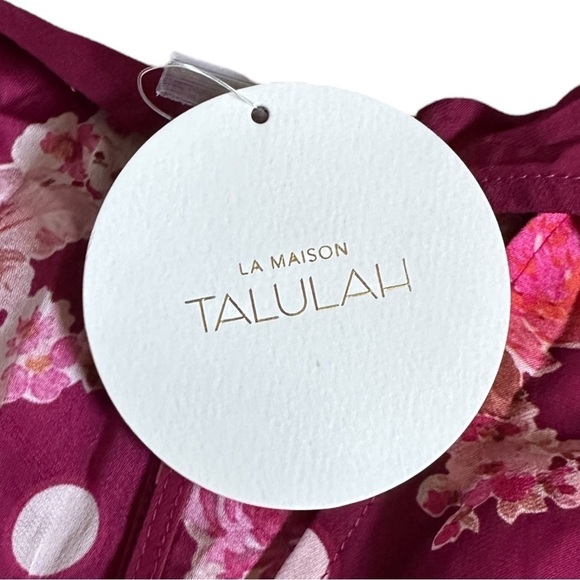 La Maison Talulah So Lovely Ruffle Mini Dress Rose Pink Polka Dot Floral XS NWT - Picture 6 of 9